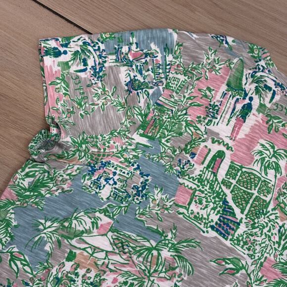 Lilly Pulitzer Etta Women’s Large Short Sleep V Neck T Shirt Palm Beach Pattern - Picture 13 of 15